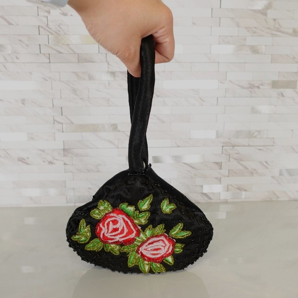 Bijoux Terner Purse Bag Evening Clutch Handbag Floral Beaded Embroidered Beggar‎